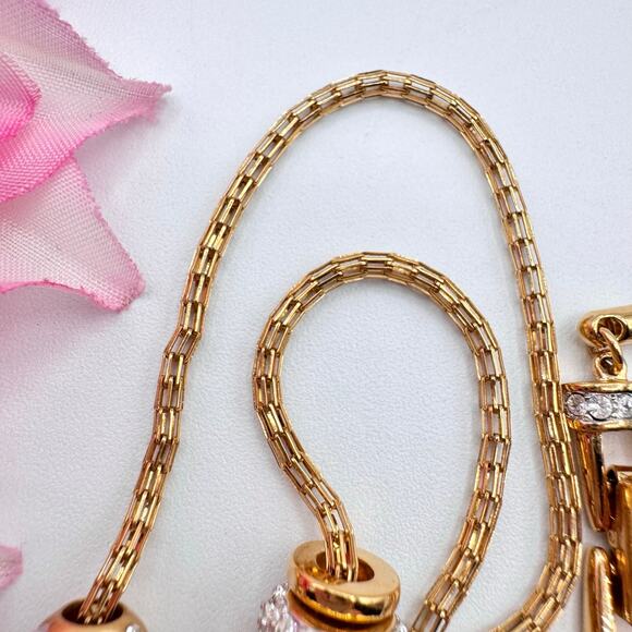 Swarovski Te Kauri Yellow Gold/Rhodium-Plated Crystal Pave Slider Bead Necklace - Picture 4 of 14